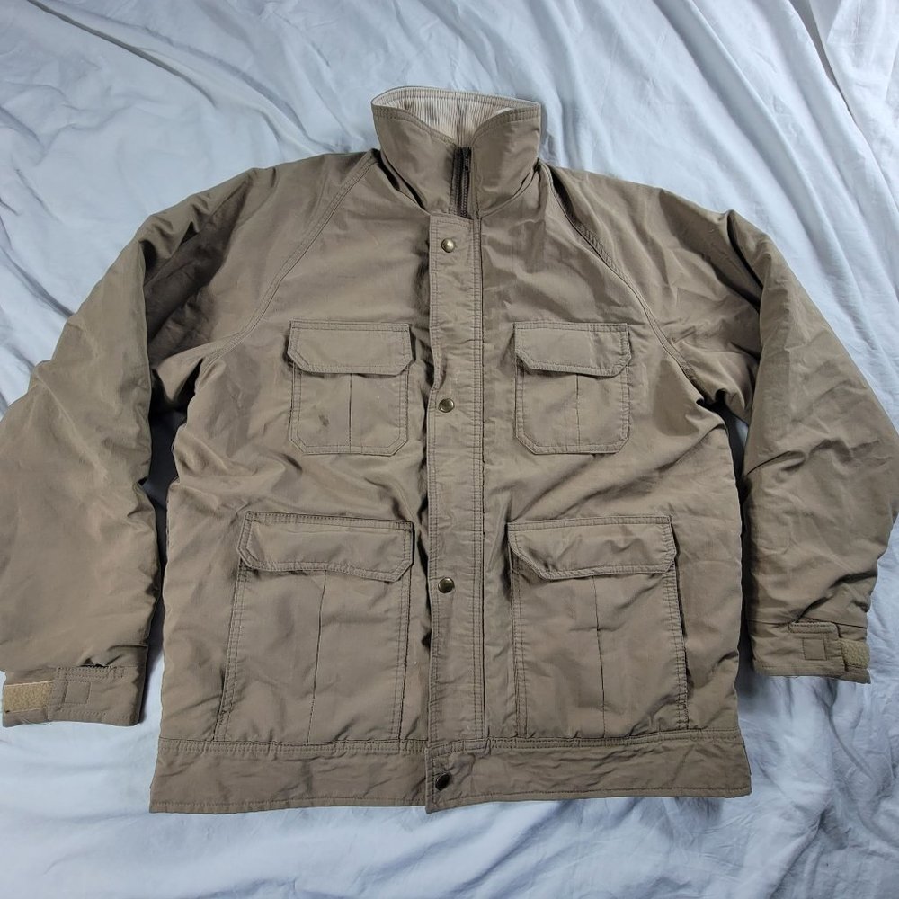 Woolrich Mens Large Tan Jacket Winter Warm Outdoors Casual Long Sleeve